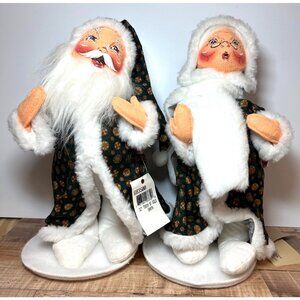 Annalee Christmas Touch Of Gold Santa& Mrs Claus Figures Tags 683500, 683400